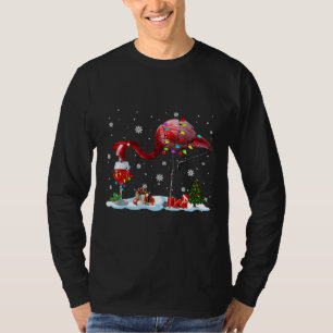 Camiseta Vinho &amp S Flamingo Bebendo Flamingo De Natal W