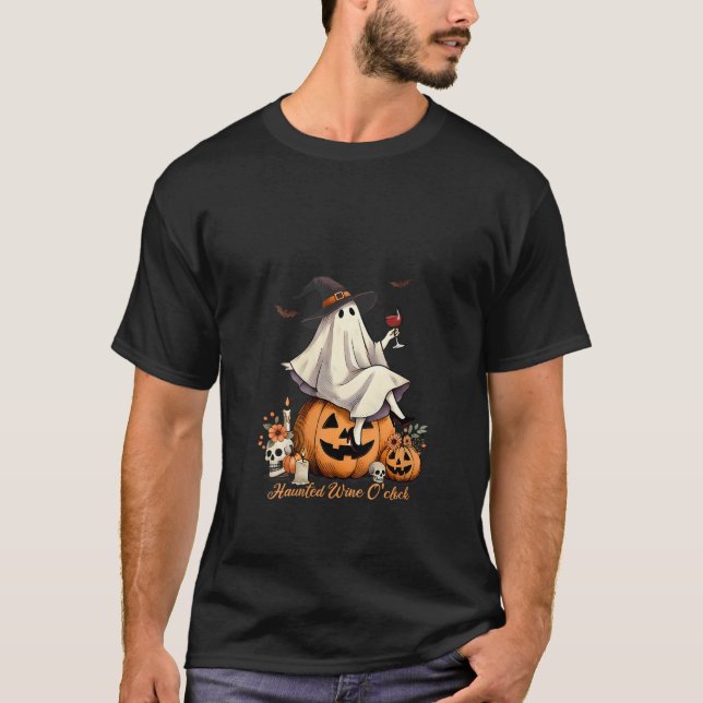 Camiseta Vinho Assombrado Das Mulheres O Relógio Ghost Bebe (Frente)