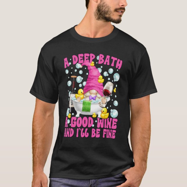 Camiseta Vinho Bonito E Gnomo De Banho Para A Mãe Vinho Eng (Frente)