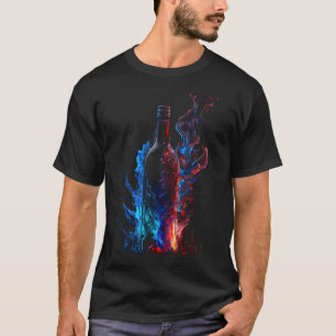 Camiseta Vinho Chamas Cálice de Vinho Uvas Retro Viticultor