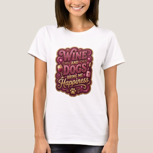 CAMISETA VINHO COLORIDO E CÃES BRINGAM FELICIDADE (Frente)