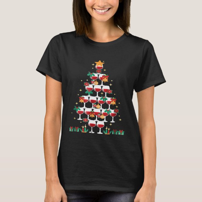 Camiseta Vinho de Árvore de Natal (Frente)