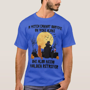 Camiseta Vinho De Bruxa E Ouro De Retriever Cachorro Engraç
