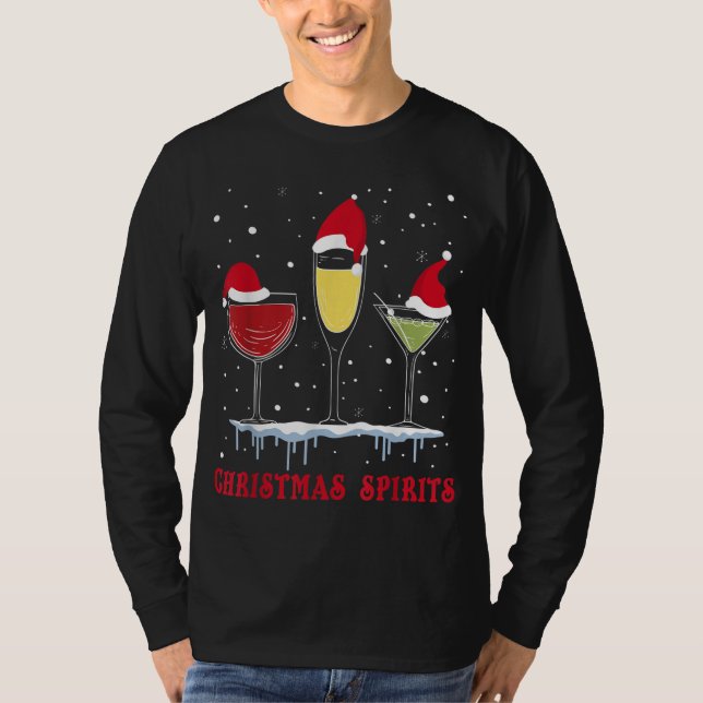 Camiseta Vinho De Espíritos De Natal Polida Martinis Feriad (Frente)