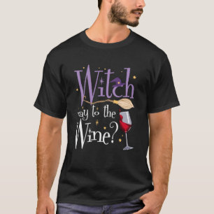 Camiseta Vinho de Halloween bebendo para bruxas Wiccan