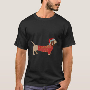 Camiseta Vinho De Natal Daschund T-Shirt Doxie No Cachorro
