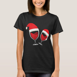Camiseta Vinho de Natal Vidro de Vinho Vermelho Vinho Santa