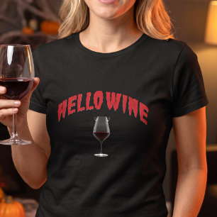Camiseta Vinho de Olá Engraçado - Piada Diabólica de Hallow