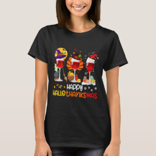 Camiseta Vinho Dia das Bruxas Dia de Ação de Graças Feliz H