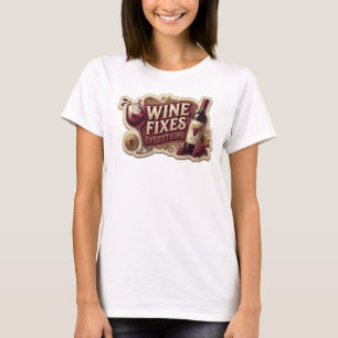 Camiseta VINHO Dourado FIXA TUDO Arte Vestível