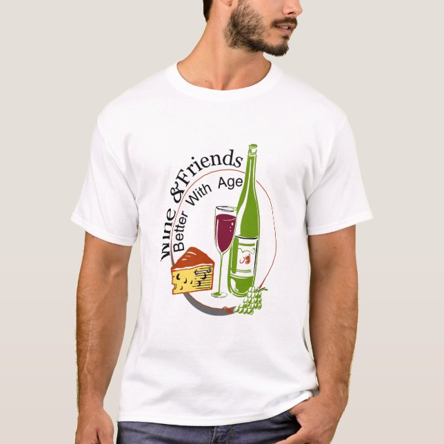 Camiseta Vinho e Amigos Melhor com Idade (Frente)