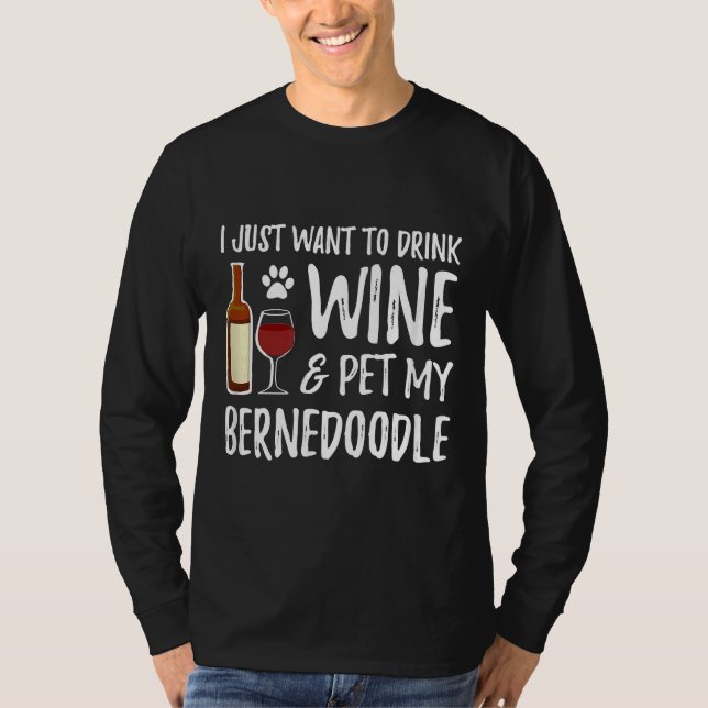 Camiseta Vinho E Berndoodle Para Cão Bernedoodle Mãe (Frente)