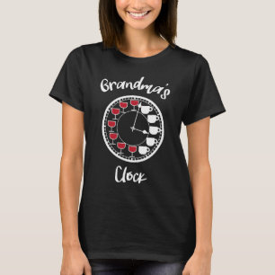 Camiseta Vinho e café engraçados para relógio de vovó femin