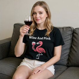 Camiseta Vinho E Flamingo Rosa