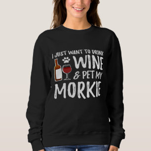 Camiseta Vinho e Morkie Divertida para Mãe ou Pai