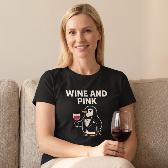 Camiseta Vinho E Pinguim Rosa (Criador carregado)