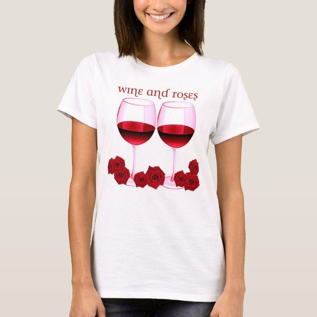 CAMISETA "VINHO E ROSAS" VINHO TINTO E IMPRESSÃO DOS ROSAS (Frente)