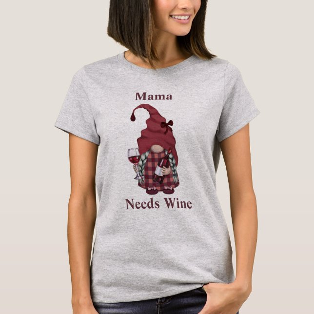 Camiseta Vinho Gnomo Mama Precisa De Vinho Personalizar Eng (Frente)