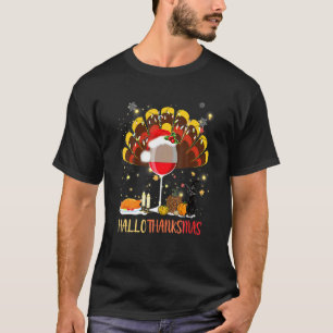 Camiseta Vinho Hallothanksmas Urkey Abóbora Bruxa Gato Para