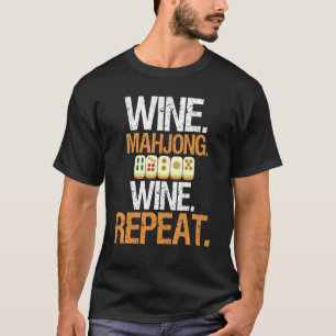 Camiseta Vinho Mahjong Vinho Repetir Jogador de Casino Jogo