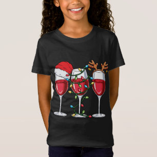 Camiseta Vinho Natal Santa Hat Xmas Luzes Reindeer Antl
