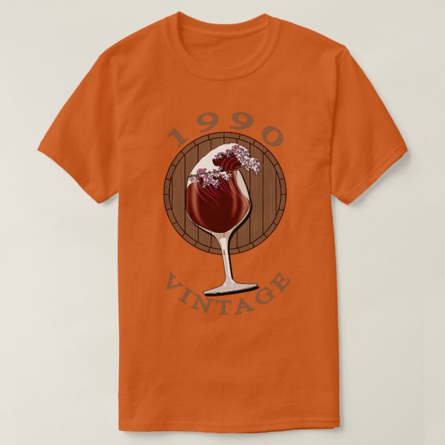 Camiseta Vinho No Aniversário De 1990 Vintage (Frente do Design)