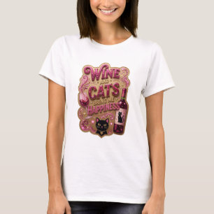 CAMISETA VINHO ROSA CRISTALINO E GATOS ME TRAZEM FELICIDADE