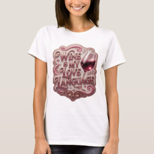 Camiseta VINHO ROSA CRISTALINO É MINHA LINGUAGEM DO AMOR Ar