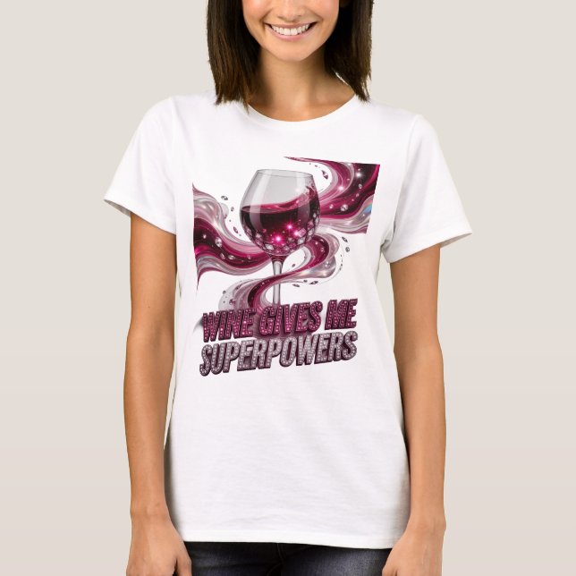 Camiseta Vinho Rosa Marcante ME DÁ SUPERPODERES (Frente)