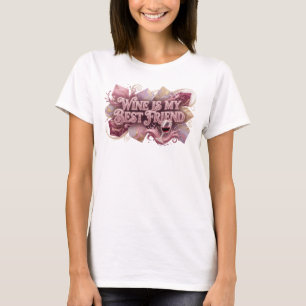 Camiseta VINHO ROSA MODERNO É MEU MELHOR AMIGO