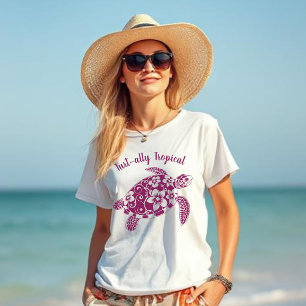 Camiseta Vinho Tropical de Tartaruga Havaiana