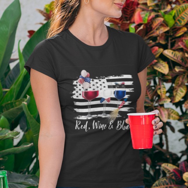 Camiseta Vinho Vermelho Azul Dia da Independência 4 de julh (Criador carregado)