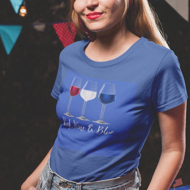 Camiseta Vinho Vermelho Azul Dia da Independência 4 de julh (Criador carregado)