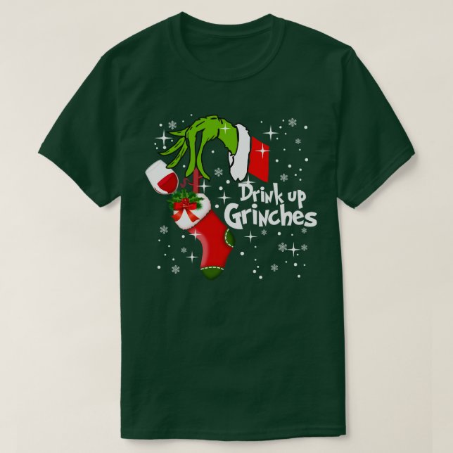 Camiseta Vinho Vermelho Bebe Grinches Engraçado Natal (Frente do Design)