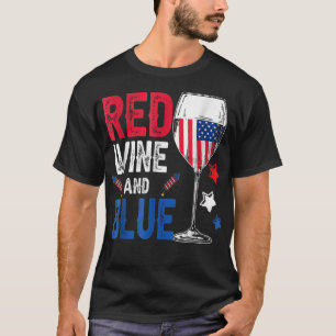 Camiseta Vinho Vermelho E Azul Engraçado 4 De Julho Vinho D