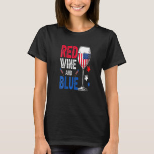 Camiseta Vinho Vermelho E Bebendo Azul 4 De Julho