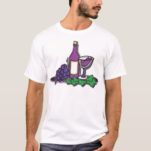Camiseta Vinho Vermelho e Uvas Púrpuras