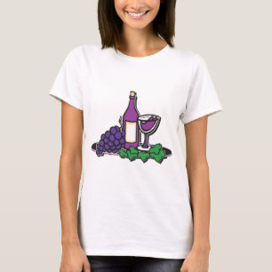 Camiseta Vinho Vermelho e Uvas Púrpuras