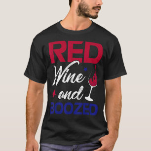 Camiseta Vinho Vermelho E Vinho Boozado Patriótico 4 De Jul