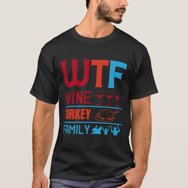Camiseta Vinho Wtf Família Turquia (Frente)