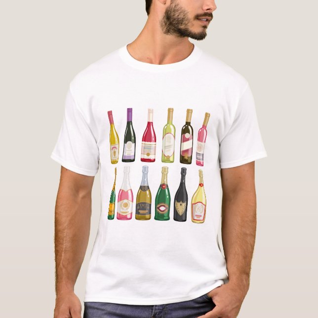 Camiseta Vinhos e garrafas de champanhe (Frente)