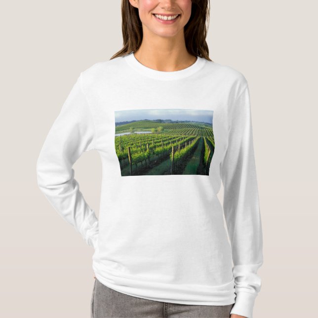 Camiseta Vinhos em filas negras no Napa da Califórnia (Frente)