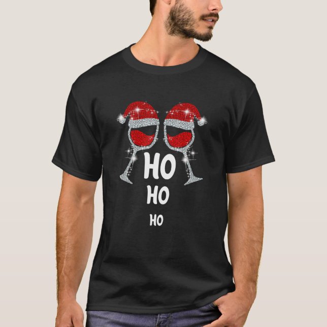 Camiseta Vinhos Santa Ho Engraçado Ho Ho Ho Natal (Frente)