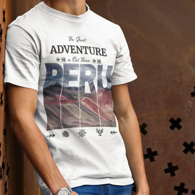 Camiseta Vinicmassa Peru | 7 Cores Montanha, Andes, Inca (Criador carregado)