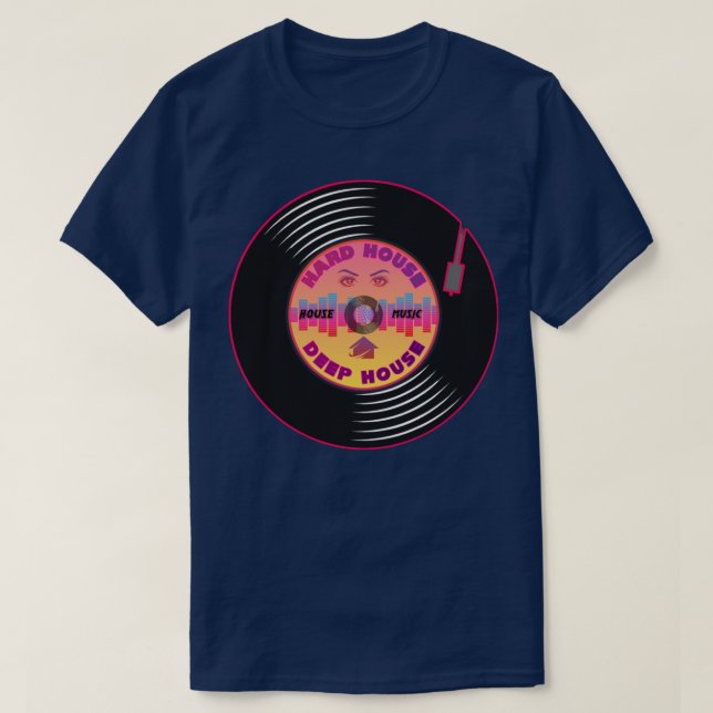 Camiseta Vinil de casas profundas do duro (Frente do Design)