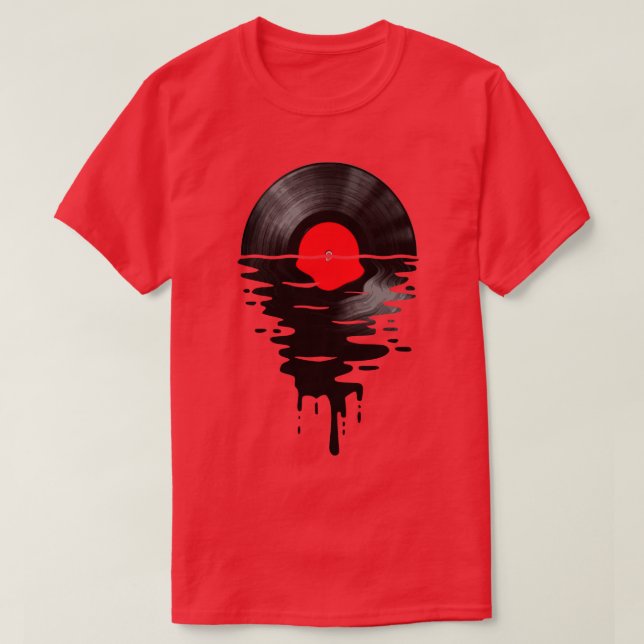 Camiseta Vinil LP Music Record Sunset Red (Frente do Design)