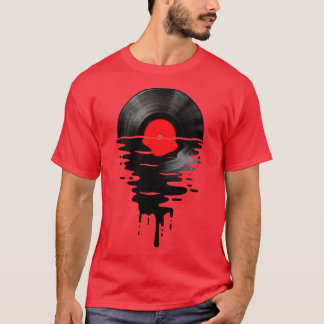 Camiseta Vinil LP Music Record Sunset Red
