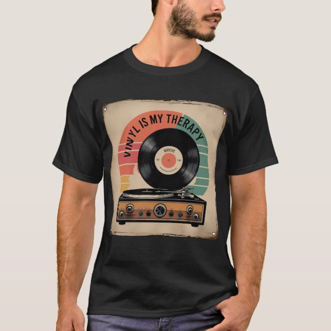 Camiseta Vinil - Minha Terapia - T-Shirt Retro Sunset Turnt (Frente)