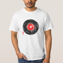 Camiseta Vinil Record Retro Grunge Com Sakura Blossomo