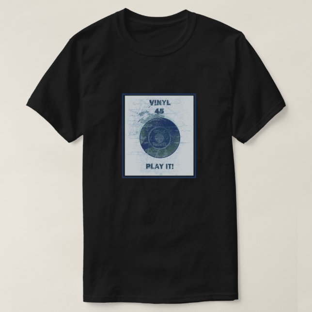 Camiseta Vinil - Registro de 45 rpm - Azul-Lite (Frente do Design)